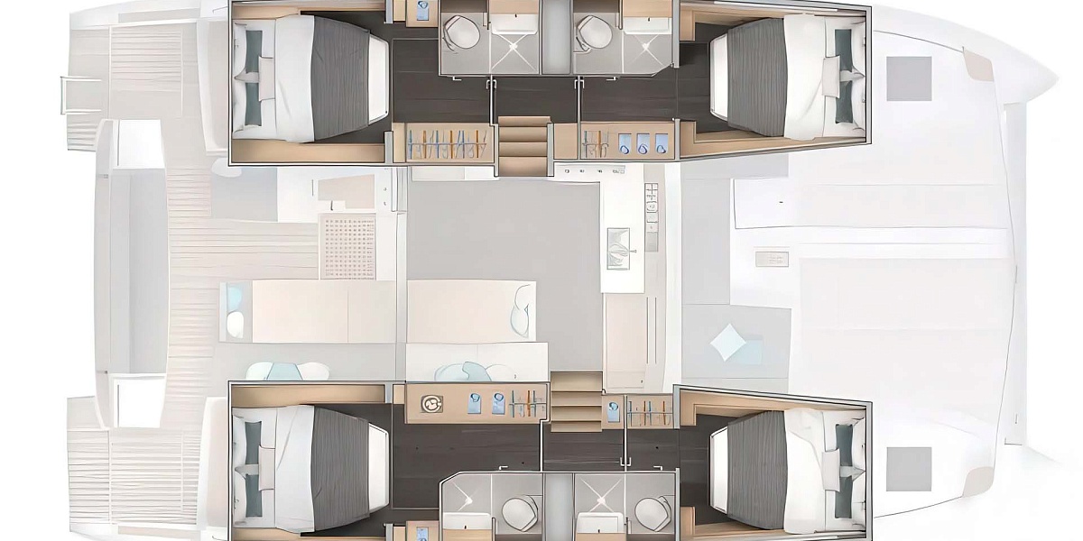 Аренда катамарана Lagoon 43 Cloud Dancer 2 на Пхукете - план нижней палубы